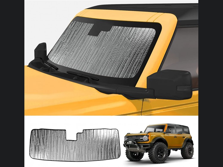 Ford Bronco Windshield Sunshade - Blackout Sunshades - Roll Up Design