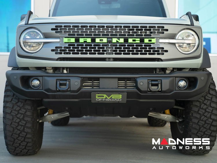 Ford Bronco Front License Plate Relocation Bracket - Factory Capable Steel Bumper - DV8 - Angled