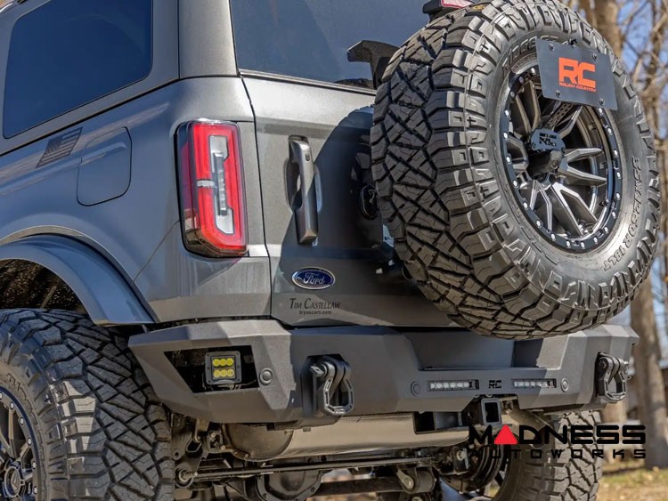 Ford Bronco Rear Bumper - FAB - w/ 6" Slim Line LED & Black Series Cube Lights