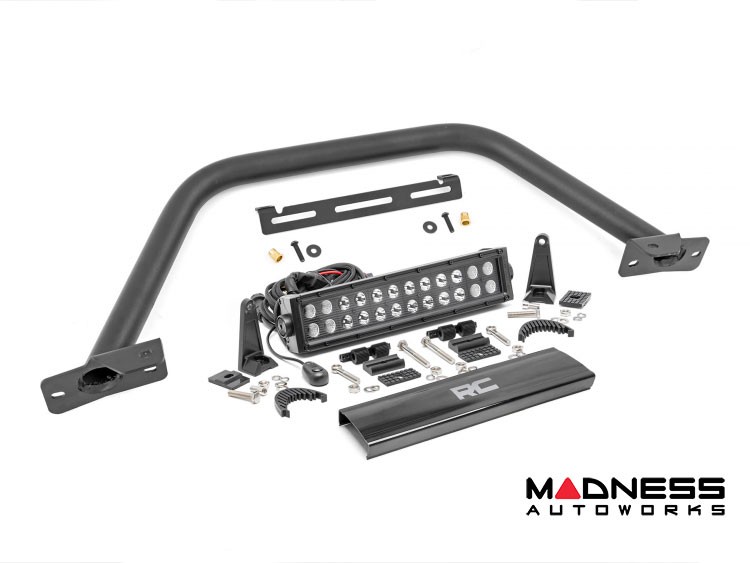 Ford Bronco Front Bumper Guard - Safari Bar - OE Modular Bumper - Rough Country - w/ 12in Dual Row Black Series LED