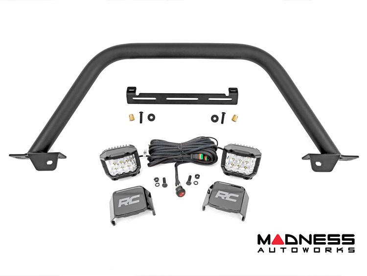 Ford Bronco Front Bumper Guard - Safari Bar - OE Modular Bumper - Rough Country - w/ 2x 3in Osram Wide Angle Lights