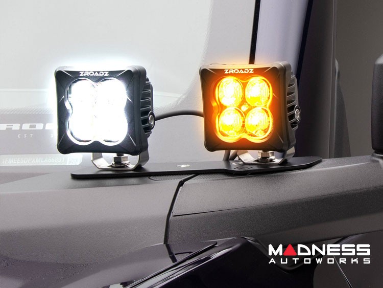 Ford Bronco Lighting Upgrade - ZROADZ - A-Pillar Quad Mount - 3in White & Amber LED Pods