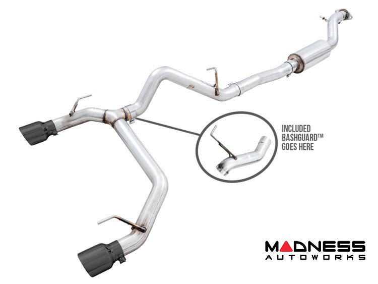 Ford Bronco Performance Exhaust System - Cat Back - Dual Rear Exit - AWE - Black Tips w/ Bash Guard